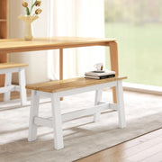 PANCA per 2 persone 95x30x45 cm in Rubberwood Rovere e Bianco