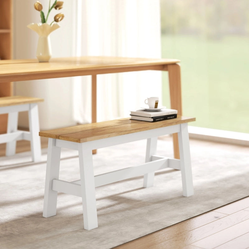 PANCA per 2 persone 95x30x45 cm in Rubberwood Rovere e Bianco