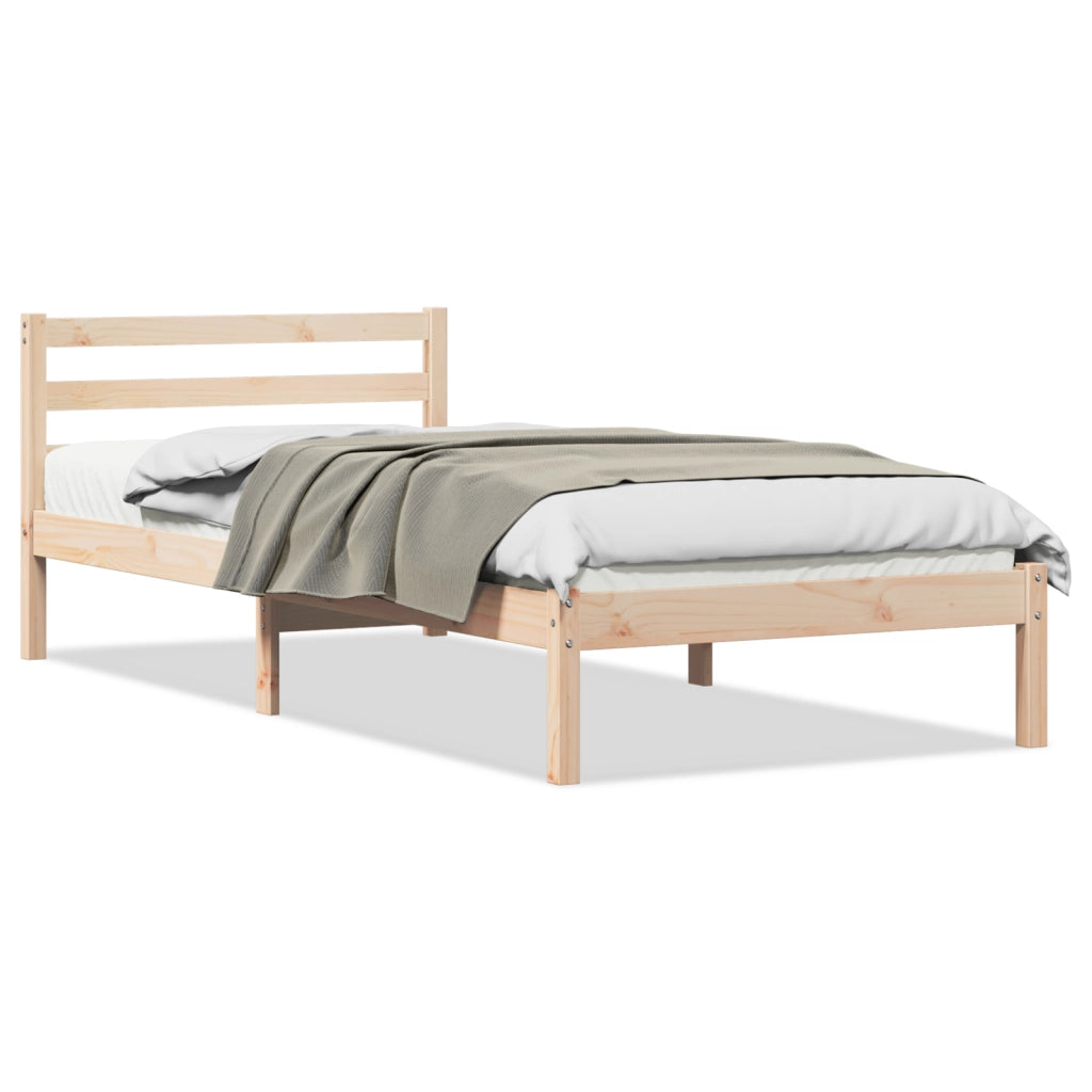 Struttura del letto  con testata 90x220 cm in legno massello di pino