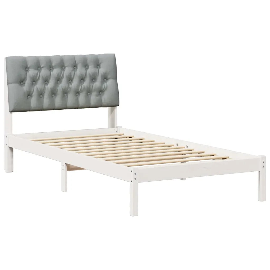 Letto con Testiera Rivestita con testiera Bianco 100 x 200 cm