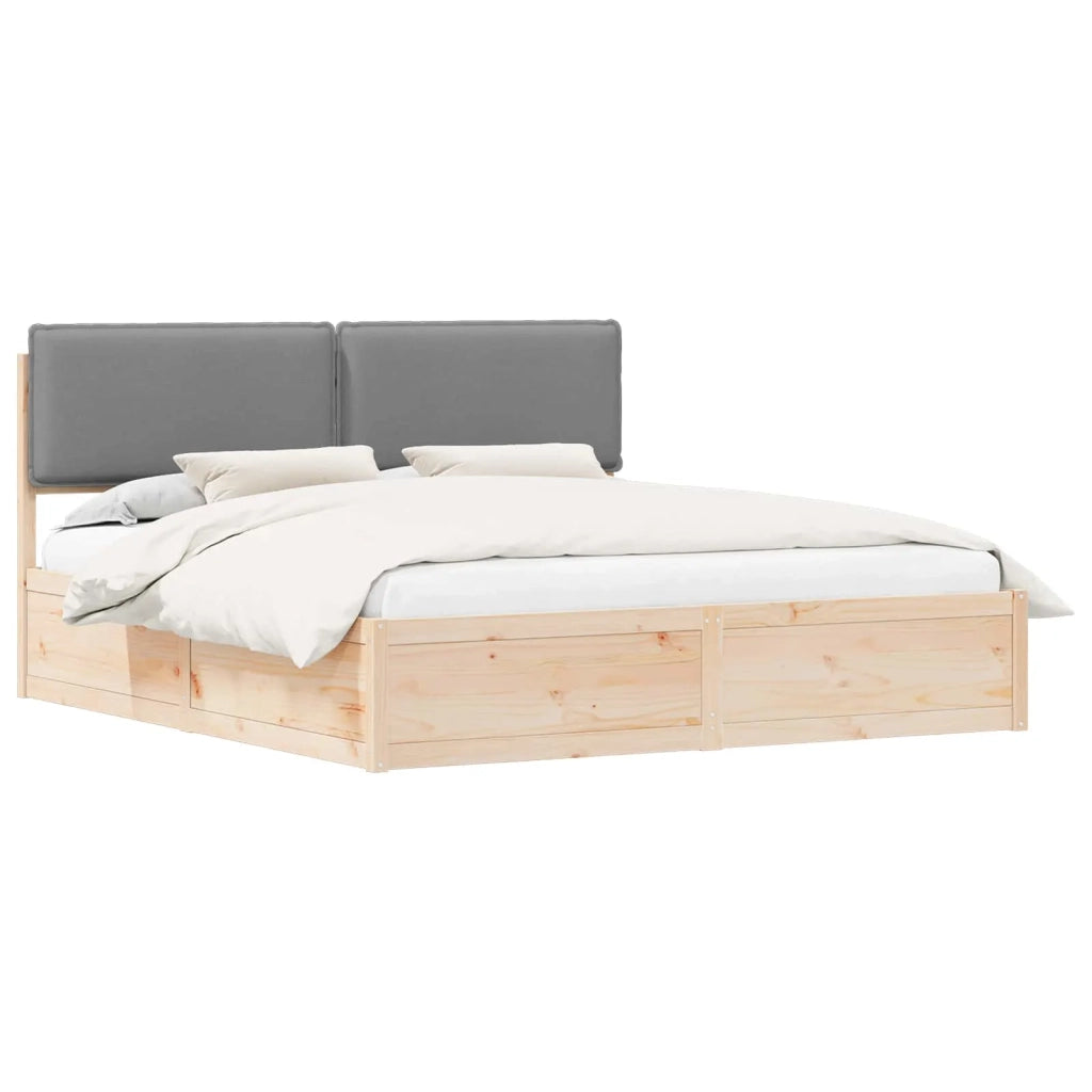 Letto con Testiera Rivestita Grigio chiaro 200 x 200 cm 3398104