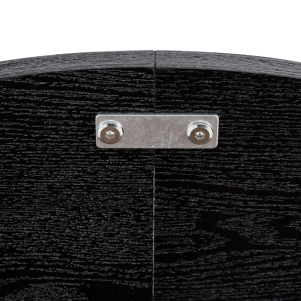 Tavolo da pranzo rotondo con vani aperti in MDF effetto noce e nero stile moderno per cucina e soggiorno diametro 100 cm