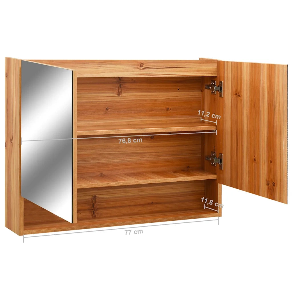 Armadietto a Specchio con LED Rovere 80x15x60 cm in MDF 323606