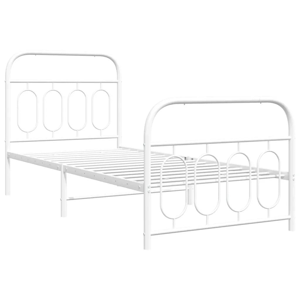 Giroletto con Testiera e Pediera Metallo Bianco 90x200 cm 377177