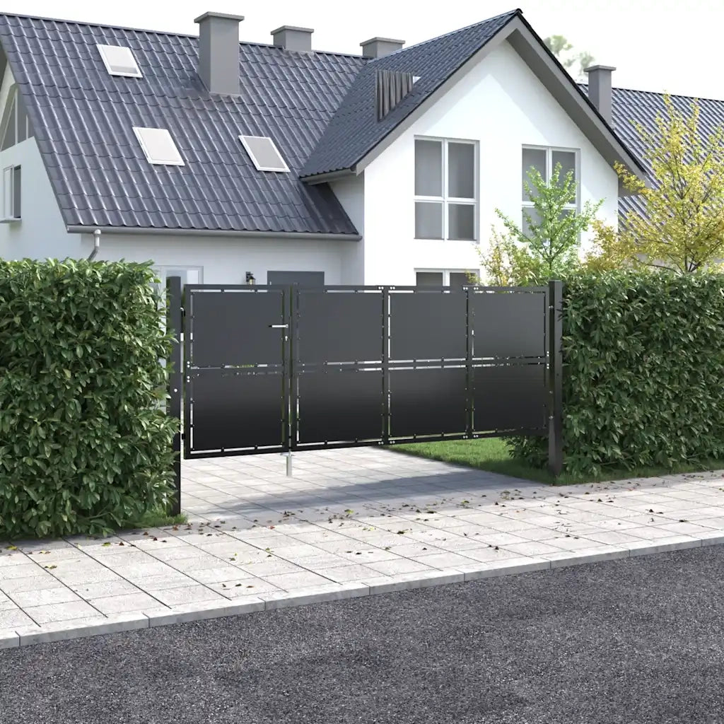 Cancello da Giardino in Acciaio 350x125 cm Antracite 144537