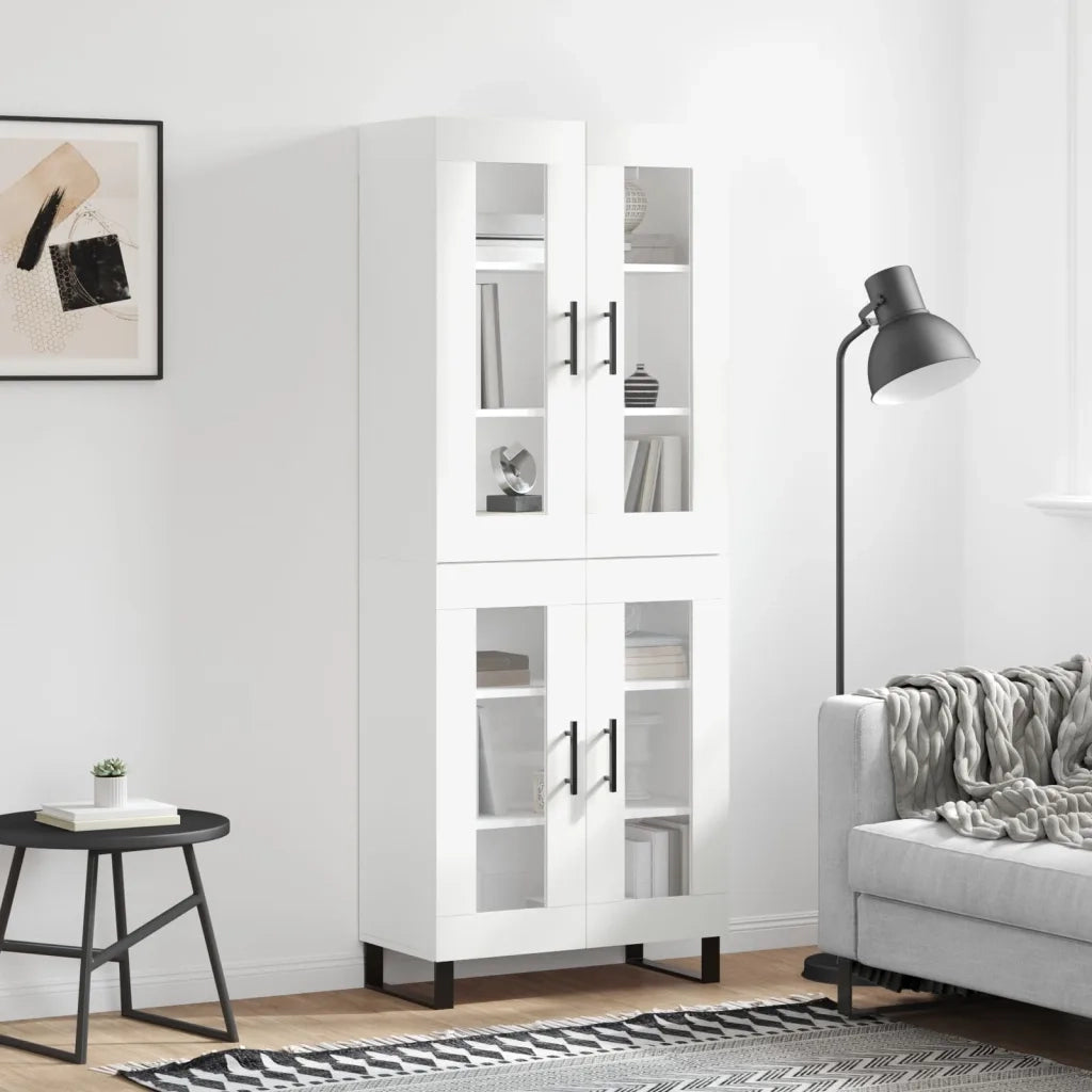 Credenza-Buffet-Armadio da cucina Bianca 69,5x34x180 cm in Legno Multistrato 992893