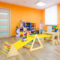 5 in 1 Set da Arrampicata per Bambini, Set Attrezzature da Gioco al Coperto con 2 Triangoli 1 Cubo e 2 Scivoli, per Scivolare e Arrampicarsi, Scala Giochi Arrampicata per Bambini 1+ Anni