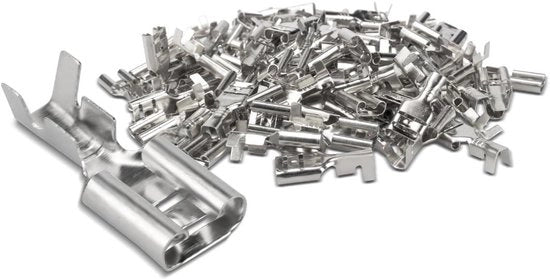 100 congegatori di cavo, 4,8 mm di larghezza di connessione, non isolati, per cavi da 0,5 mm² a 1 mm², femmina