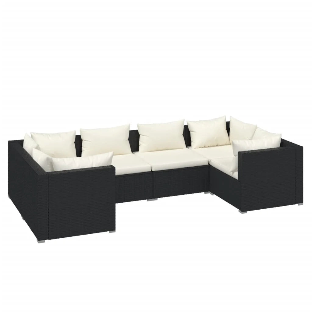 Set di mobili da giardino mobili da esterno 6 pezzi con cuscini resina intrecciata nera 02_0016933
