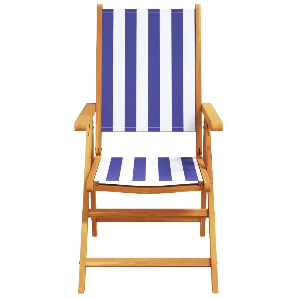 Sedie da Giardino Reclinabili 4 pz Blu e Bianco Tessuto e Legno 3214553