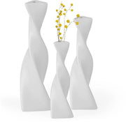Set di vasi di ceramica bianchi da 3 pezzi per decorazione moderna, insieme di vasi per pampas e fiori secchi