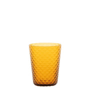 Zafferano Set 6 Tumbler Collezione Isolano in vetro soffiato color ambra, lavorazione artigianale con texture a effetto diamantato per tavola