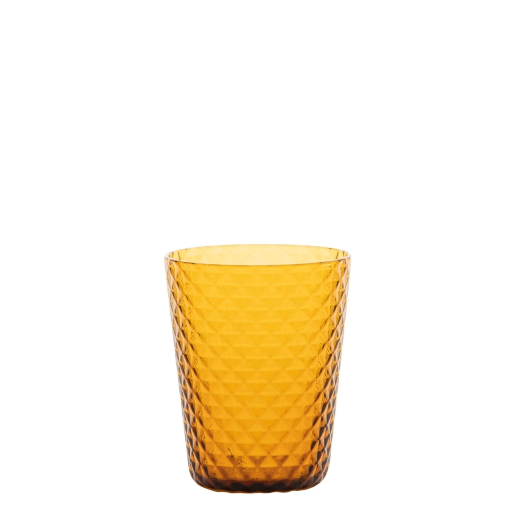 Zafferano Set 6 Tumbler Collezione Isolano in vetro soffiato color ambra, lavorazione artigianale con texture a effetto diamantato per tavola