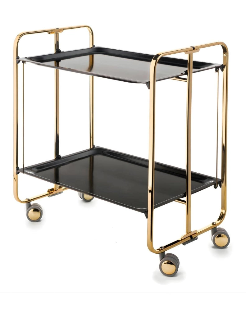 Carrello da cucina pieghevole dorato con ruote BAUHAUS 2 ripiani