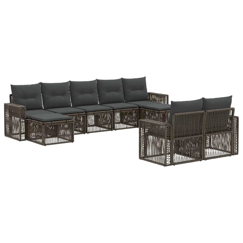 Set Divano da Giardino 9 pcs Grigio e Grigio Scuro polyrattan 3435251