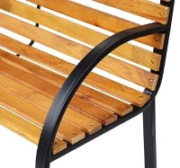 Panca in Legno 2 Posti, Panchina da Esterno, Giardino, Balcone o Terrazzo 122x60x83cm, Nero e Color legno