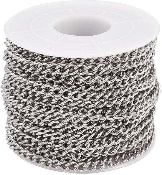 Catena inaccostabile - 9,84 Metri - Per DIY - 5 x 3,5 x 1 mm - Con Spillo - Ideale per Ornamenti - Adatto per Adulti