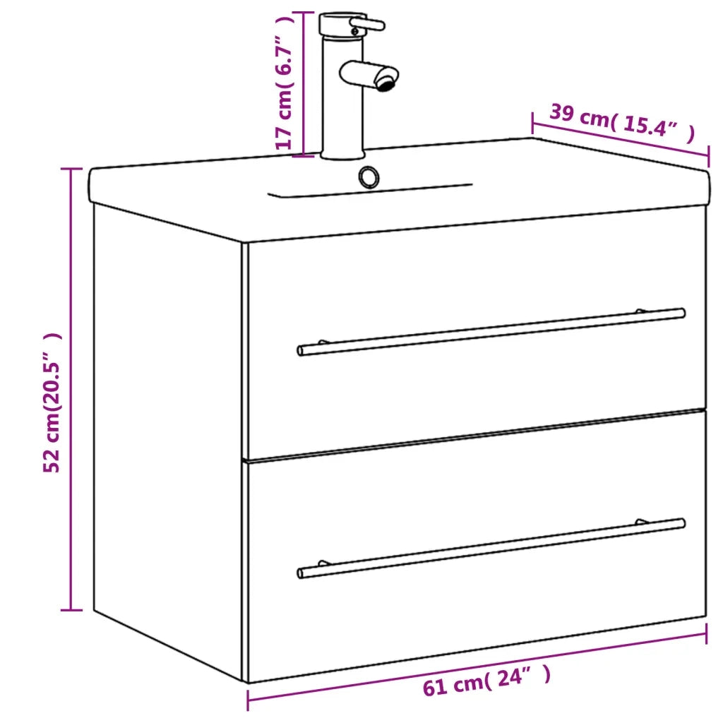 Mobile da Bagno con Lavabo Integrato Grigio Sonoma