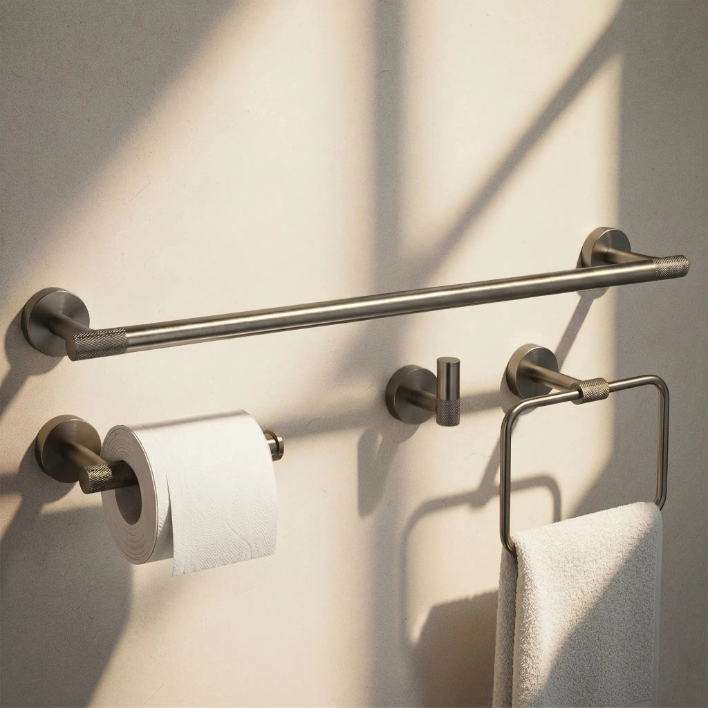 Set Accessori Da Bagno Grid Titan 4 Pezzi