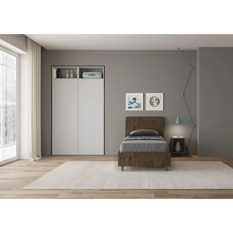 Letto Singolo 80x200 cm testata dritta Demas - Senza rete,Quercia Natura