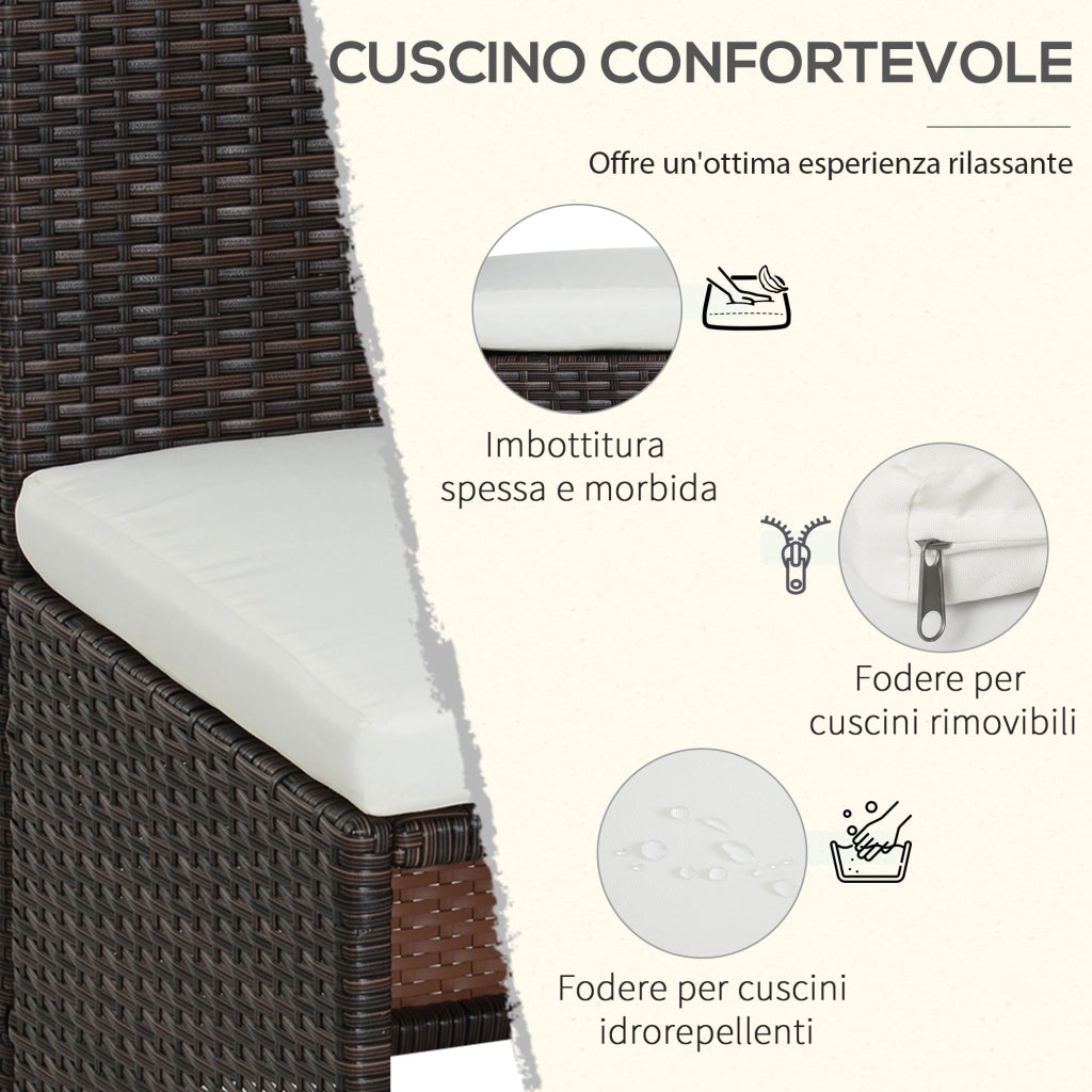 EasyComfort Set Mobili da Giardino in Rattan 5pz Tavolo Pranzo 4 Sedie con Cuscini