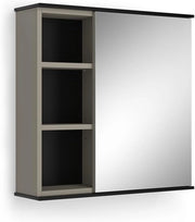 Mobile a specchio per il bagno Joli, Grigio, 60 x 60 cm con specchio, adatto al montaggio a parete per riporre accessori da bagno