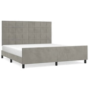Letto matrimoniale | Letto per adulti | Giroletto con Testiera Grigio Chiaro 180x200 cm in Velluto