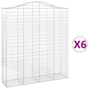 Cestini gabbioni recinzione a gabbia muro di contenimento ad arco 6 pezzi 200 x 50 x 220/240 cm ferro zincato argento 02_0041006