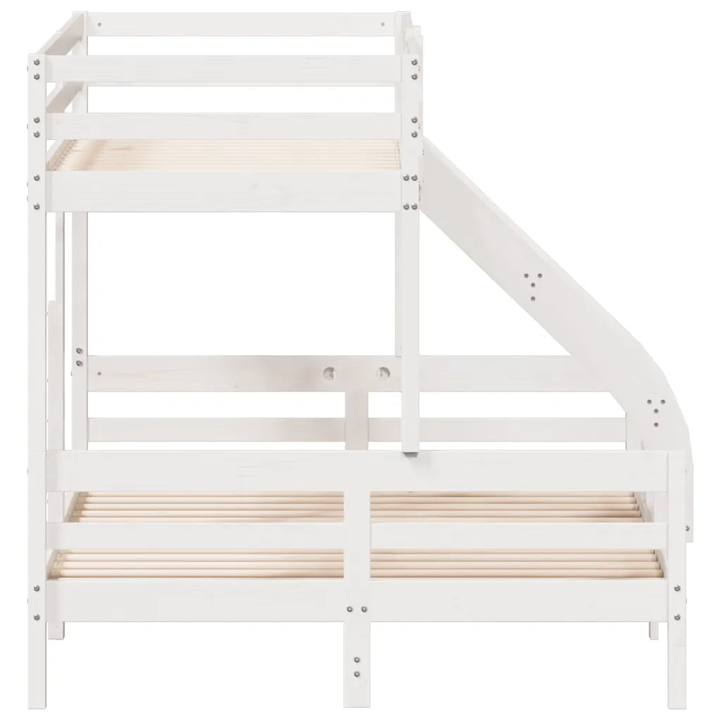 Letto a Castello 80x200/140x200cm Bianco Legno Massello di Pino 3207166