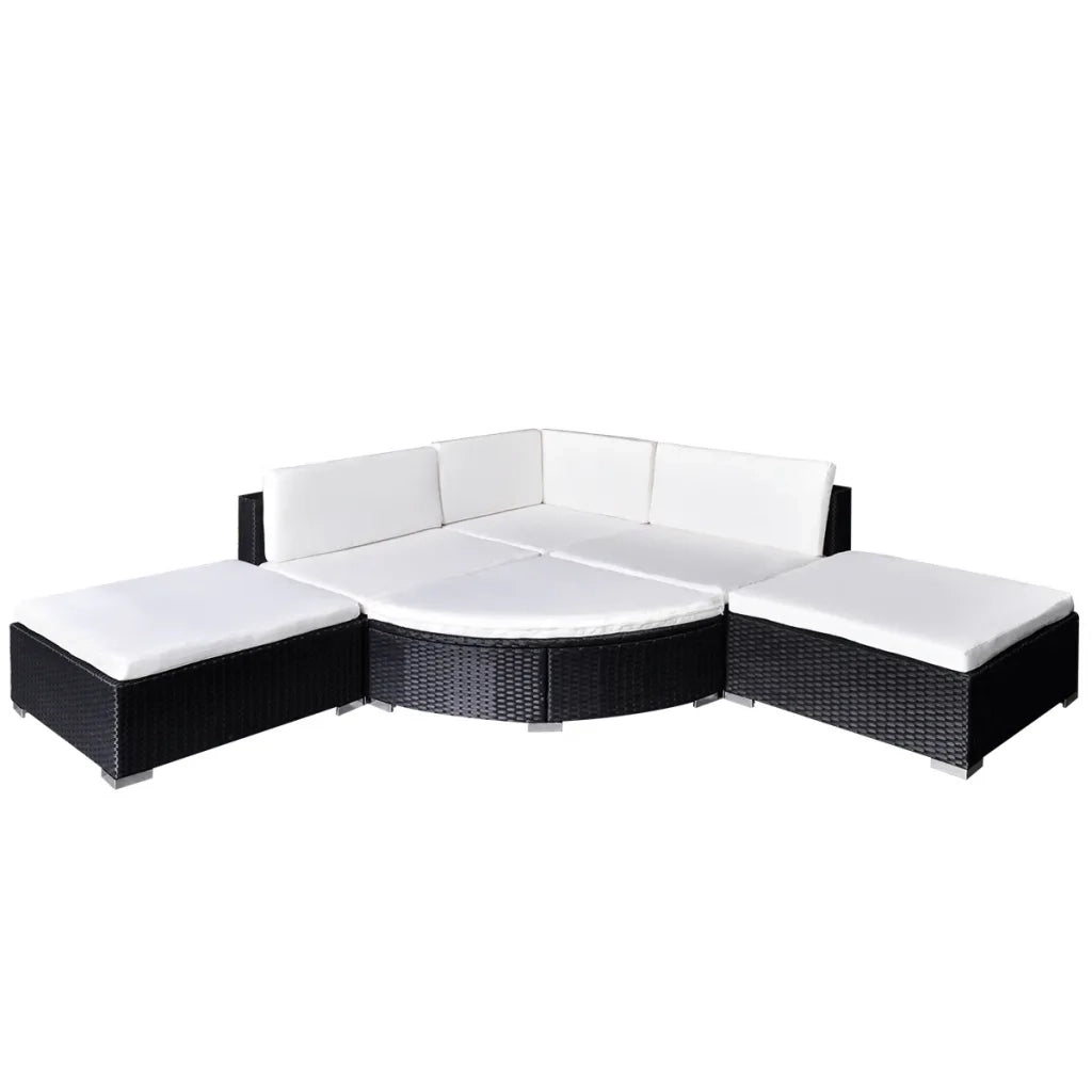 Set Mobili da Giardino 6 pz con Cuscini in Polyrattan Nero