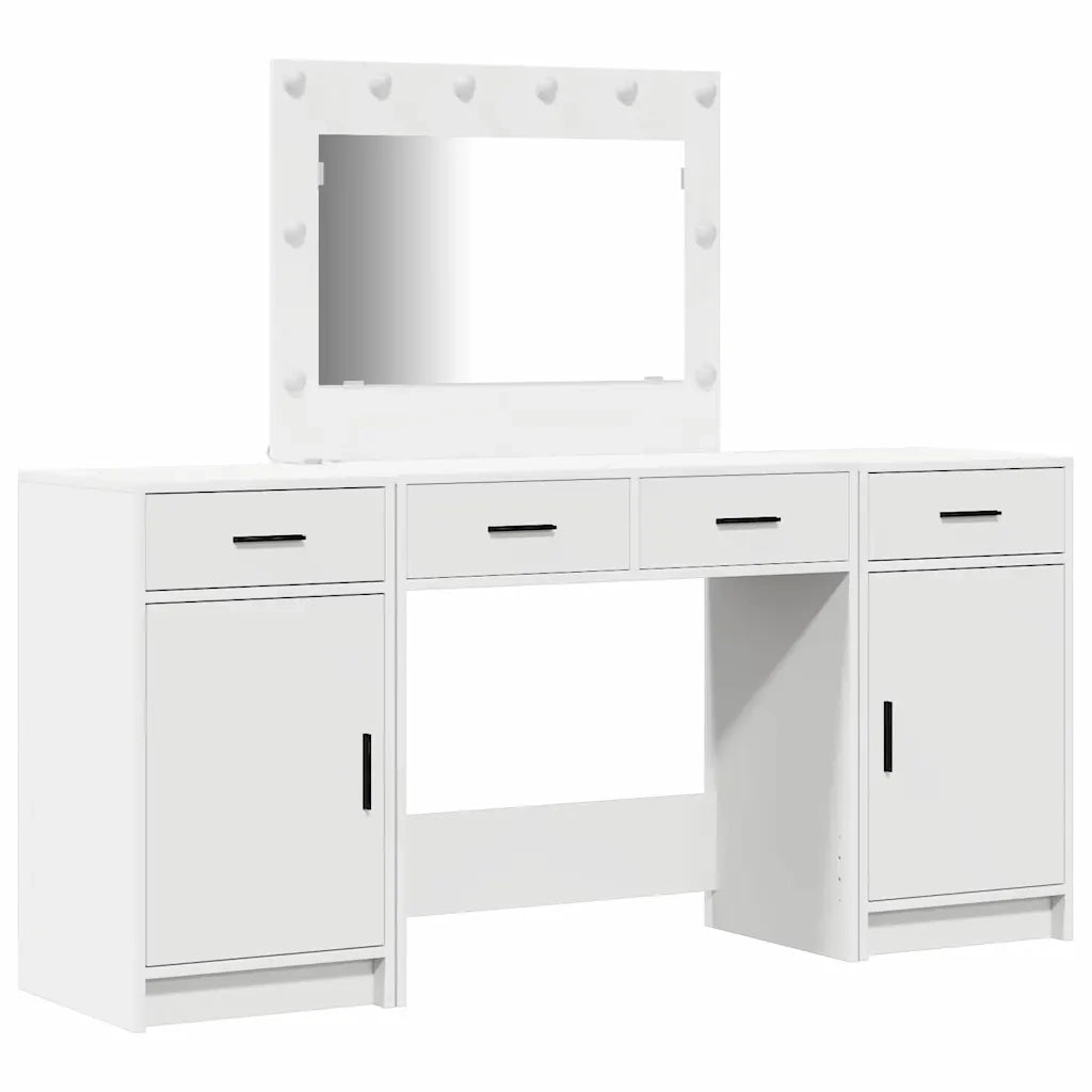Tavolo da Trucco con cassetto 3 pcs Bianco Legno multistrato 3334245