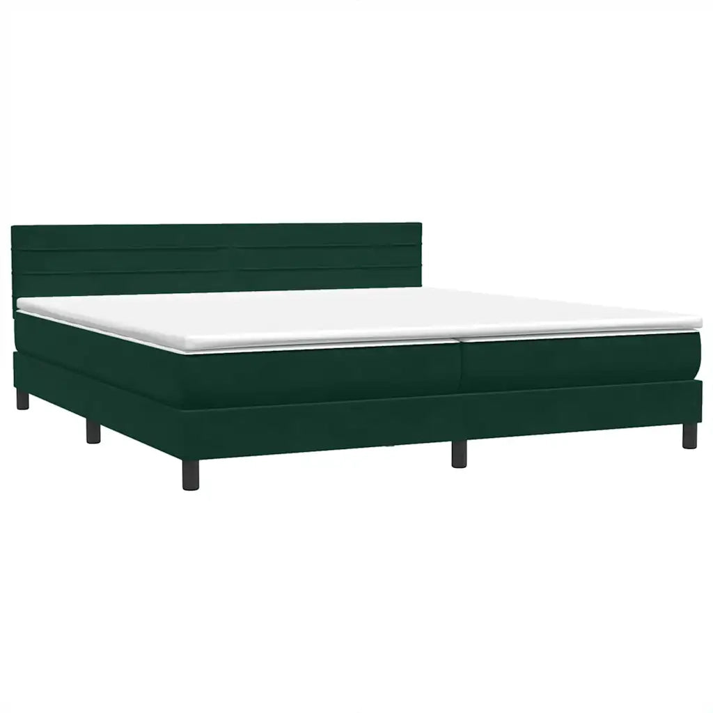 Letto a Molle con Materasso e LED Verde Scuro 180x220 cm Velluto 3317040
