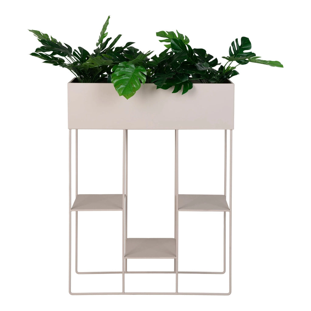 Fioriera Rabo in Acciaio Color Sabbia con 3 Ripiani — 25×60×80 cm