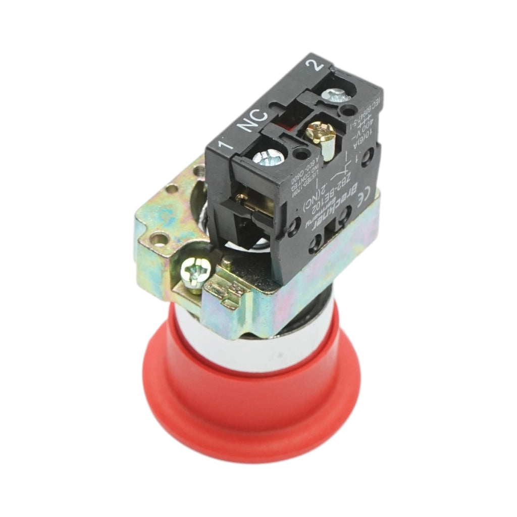 Pulsante di comando STOP rosso con ritorno a fungo 1NC, 400V/10A, LAY5 Breckner Germany