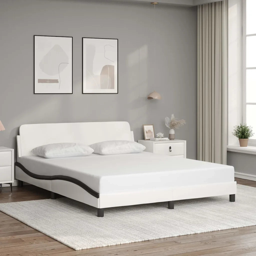 vidaXL Giroletto con Testiera Nero e Bianco 160x200 cm in Similpelle