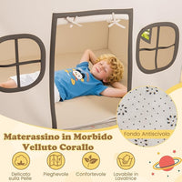 Tenda da Gioco per Bambini, con Tenda Porta e Finestre, Luci a Stella, Tappetino Antiscivolo, Casetta per Bambini e Bambine 3-10 Anni, 120 x 101 x 143 cm (Beige)