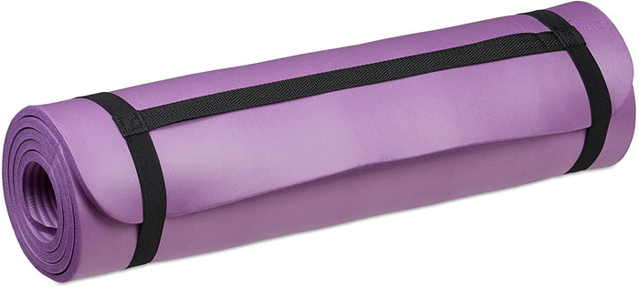 Tappetino yoga spessore 1 cm cinturino in gomma trasporto ginnastica pilates aerobica viola 13_0002843_8