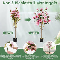 Albero di Magnolia Artificiale 130 cm, Pianta Finta con Foglie in PEVA, Tronchi Multi-ramo, Muschio Realistico, Pianta Finta in Vaso da Interno per Ristorante, Salotto e Ufficio