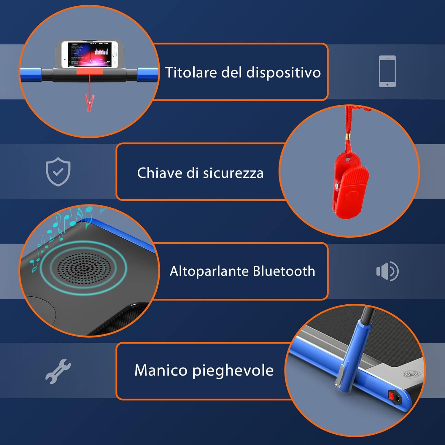 Tapis Roulant 2 in 1, Tapis Roulant Elettrico Pieghevole Salvaspazio da 0,75HP con App e Telecomando, Supporto per Cellulare, Display a LED e Altoparlante (Blu)