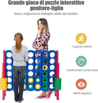 Forza 4 Gigante Mega 4 in Linea Quattro Insieme, Gioco da Tavolo Gioco di Fila per Bambini, 120 x 42 x 104 cm (Rosso)