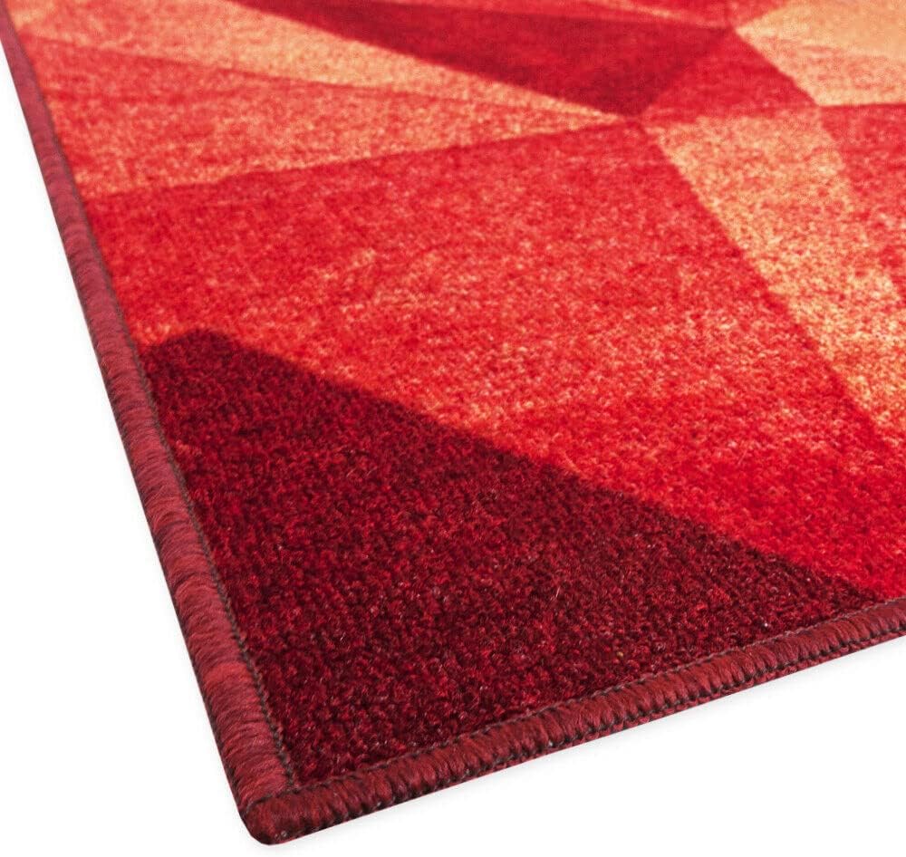 Tappeto Cucina Tessitura Piatta Effetto 3D Antiscivolo Corridoio Bagno Bordeaux 50x80 cm