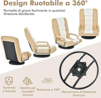 Sedia da Pavimento Pieghevole, Poltrona Sedia da Yoga per Meditazione, Portatile Inclinabile Girevole, da Salotto Camera da Letto (Marrone chiaro)