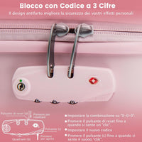 Valigia da Viaggio con Ruote Girevoli, Valigia Trolley con Manico Regolabile in Altezza, Guscio Rigido in PC, 38 x 22 x 57 cm (Rosa)