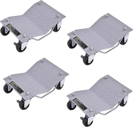 Set di 4 Ruote per Pneumatici, Capacità 2720 kg Totale, Pattini per Pneumatici con Freno, 40,5 x 30 cm Car Dolly, Cuscinetti a Sfera, per Auto, Camion, Trattori, Motocicli Riparazione Spostare