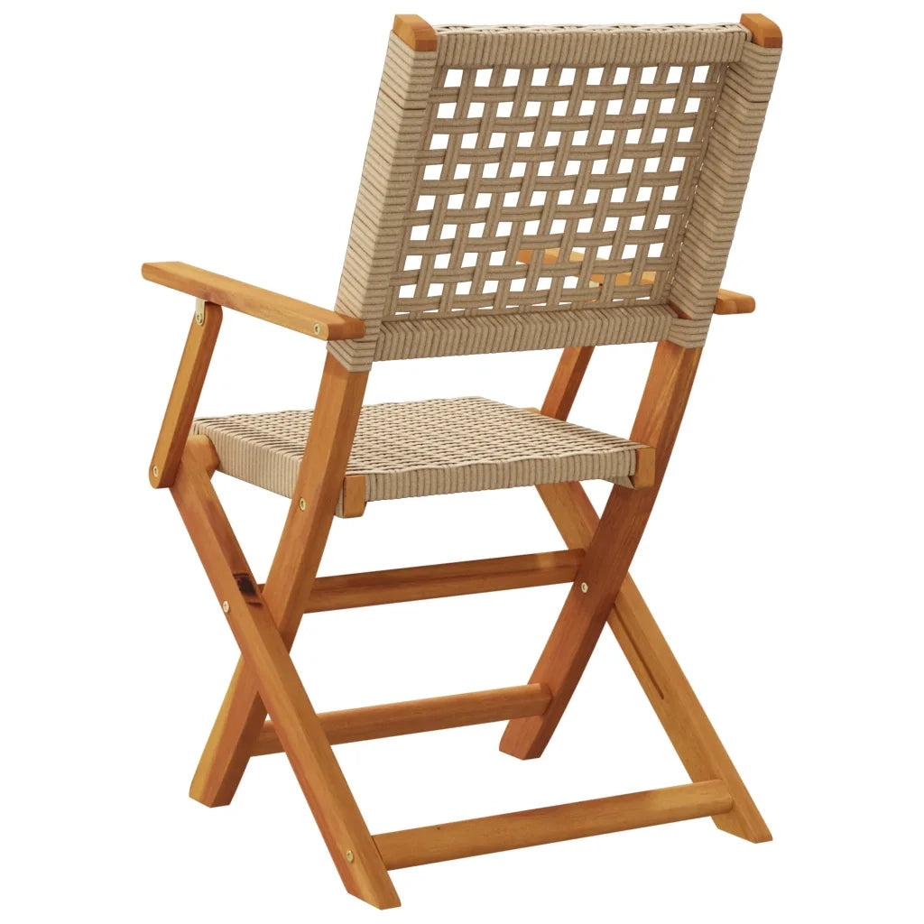 Sedie da Giardino 2 pz | Sedie da Esterno Beige Legno Massello Acacia e Polyrattan