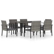 Set da pranzo da giardino per esterni da 7 pezzi in resina di vimini grigia 02_0014049