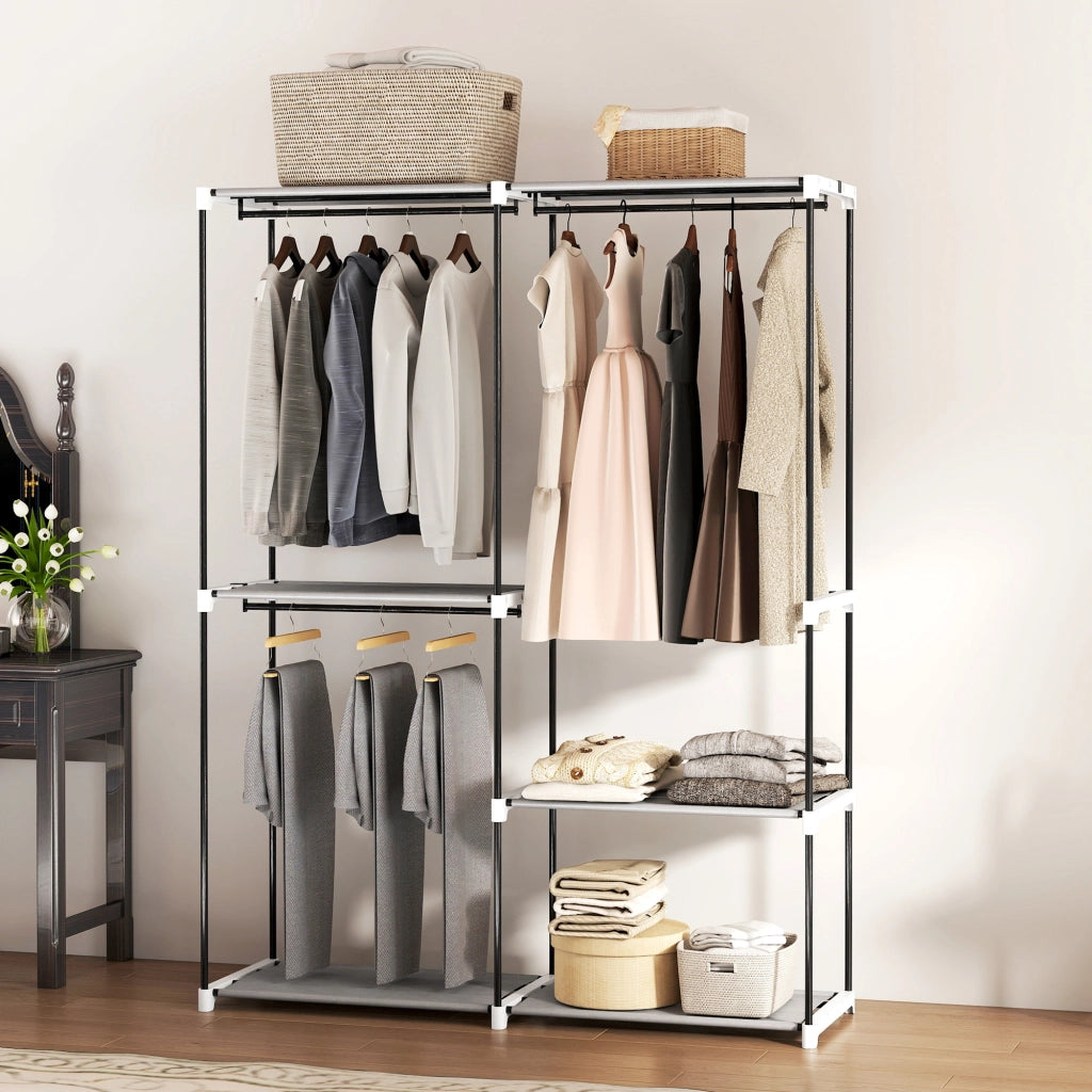 Armadio Aperto con Ripiani e Appendiabiti ¨C Zephmum ¨C Grigio 142x43x185 cm
