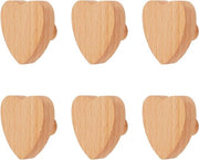 6 pezzi di maniglie a forma di cuore in legno di betulla - inclusi viti (45 mm)