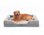 Sofa per Cani Extra Grandi, Divano per Cani Ergonomico con Schiuma a Forma di Uovo, Divano per Cani Antiscivolo Idrorepellente 122 x 89 cm, Grigio Chiaro