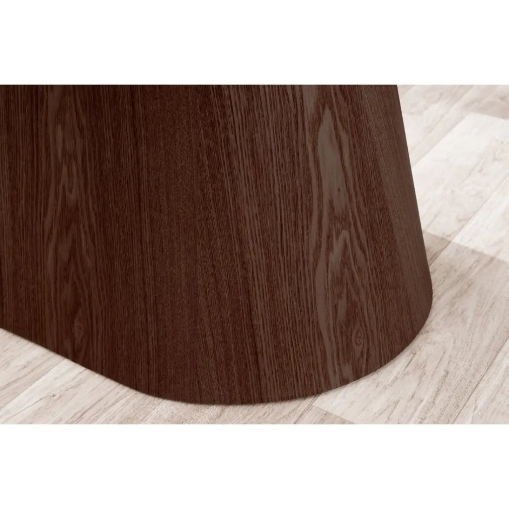 Tavolo rettangolare LUMEA – 200 cm – Piano in ceramica effetto marmo bianco e piede in legno scuro – Stile contemporaneo